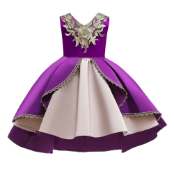 Flickor ärmlös spets klänning klänning prinsessa mode klänning purple 120cm