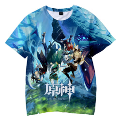 Genshin Kids Boys 3D T-shirt kortärmad Casual Top Game Present 120cm