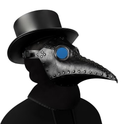 Halloween Plague Doctor Mask Dräkt Fågel Long Nose Beak Props black