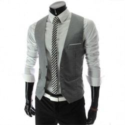 Kostymväst för män Slim fit casual professionell formell väst gray M
