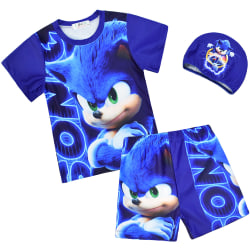 Sonic Boys Badkläder 3-delad Set Game T-shirt Shorts med Cap 120cm