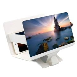 Vikbar mobiltelefon skärmförstoringsglas 3D HD stativfäste white