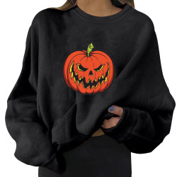 Halloween Lady Långärmad print Lös tröja Black M