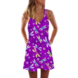 Damdjur sommar-miniklänning Casual Evening Swing Klänningar Purple S