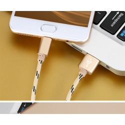 Nylon Tiger Stripes Micro-USB 3m Gold