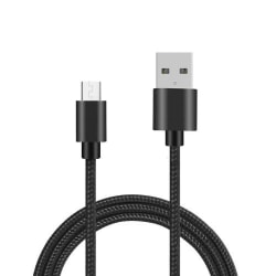 Fuldfarvet flettet Micro-USB-kabel 1,8 m Black