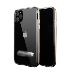 TPU-cover med telefonstativ + to skærmbeskyttere iPhone 11 Pro Gold