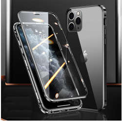 Magnetiskt fodral dubbelsidigt härdat glas for Iphone 12 Pro Max Svart one size