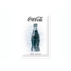 Plåtskylt 3D - Coca-cola - 25 x 50cm Vit