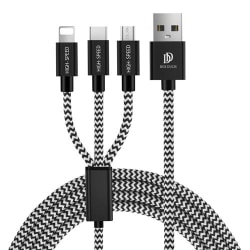 Dux Ducis Ladekabel 3i1 - USB-C/Micro-USB/iPhone Black
