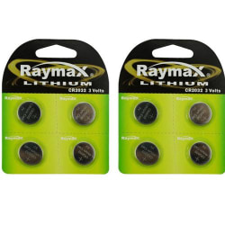 Raymax 8-Pack CR2032 Lithium batterier Silver