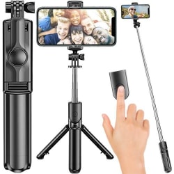 Selfie stick / stativ mobilstativ med bluetooth fjernkontroll Black