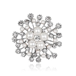 Modeimitation Pearl Crystal Flower Broscher för Bröllopsfest white k