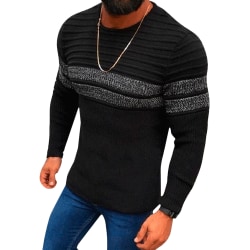 Långärmad tröja med rund hals för män Casual Lös Topp black M