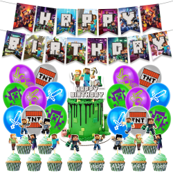 Minecraft-tema, dekorationsballonger för födelsedagsfest för barn