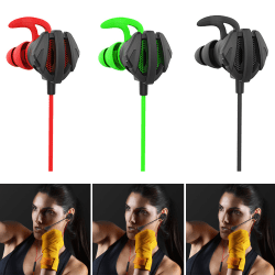 Wired Game Stereo Headset In Ear Earphone Mic för nätverkstelefon black&red