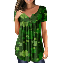 Kvinnors St. Patrick's Day Kortärmad T-shirt Casual Pullover A L