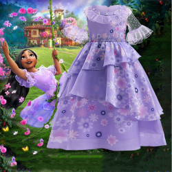 Barn Encanto kostym Isabela Madrigal Cosplay Princess Dress 5-6Years