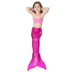 Baddräkt Mermaid Badkläder Girls Bikini Mermaid Tail rose red 150cm
