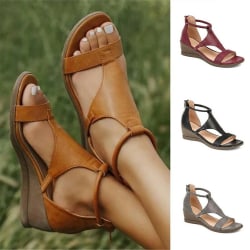 Platta sommarsandaler för kvinnor Bekväma Casual Beach Shoes brown 42