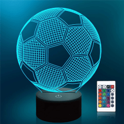 Fotboll 3D LED Nattlampor USB Bordslampa Dekor Fläkt Barn Present