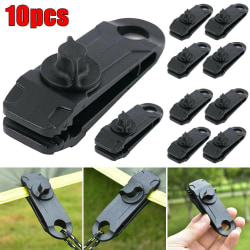 10X Återanvändbar tältpresenning Presenning Clamp Spänne Camping Tool black 10pcs