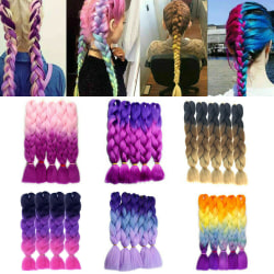 24" Flerfärgad flätning Ombre Rainbow Box flätad hårförlängning #1