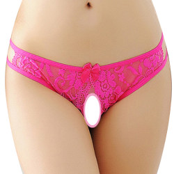 Lady Crotchless Underwear String Briefs Trosor Knicker Underkläder rose red