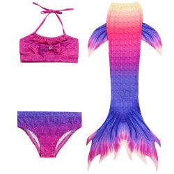 3 st Girls Mermaid Tail Bikini Halter Neck Tops Trosor Baddräkt purple 150cm