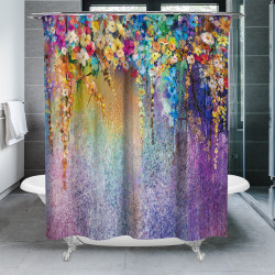 Dusch Vattentätt Blommatryck Badrumsgardiner Fönstertoalett Multicolor 180*200 cm
