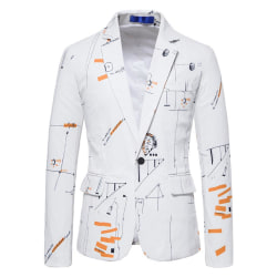 Män Dress Suit Blazer Enknapps Långärmad Business Shirt White M
