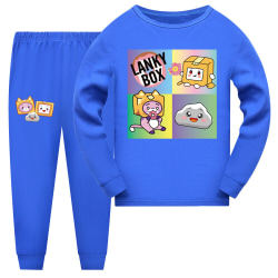 2 Styck Pyjamas för barn LANKYBOX Print Nattkläder Set Dark Blue 160cm