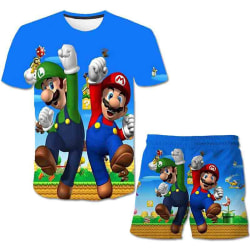 Super Mario Summer Outfit Set Kortärmad T-shirt Shorts Barn Dark Blue 6 Years = EU 116