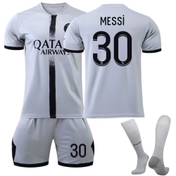 PSG Away Kids nr 30 Messi nr 7 Mbappé Fotbollssportkläder #30 12-13Y