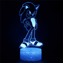 3D LED Night Loght Sonic 3D Illusion Anime Lampa Rum Dekor Gåva A