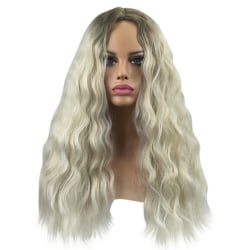 Blond peruk för kvinnor Långvågigt lockigt syntetiskt hår peruker Cosplay Blond 70cm