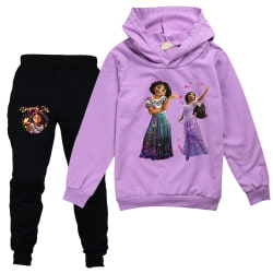 Encanto Mirabel träningsoverall Set Kids Girls Hoodie Byxor Outfits Purple 7-8 Years =EU 122-128