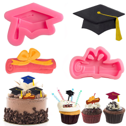 Graduation Cap + Diploma Fondant Cake Choklad Mould Cap+Diploma One Size