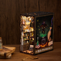 DIY Book Nook Kit (SZ05) – Miniatyr Dollhouse Kit med möbler och LED-ljus, trä 3D-pussel, Ar