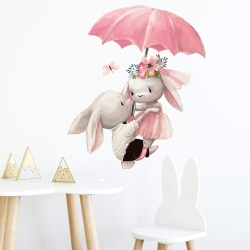 Sød paraply kanin indretning tegneserie vægdekaler Vægmalerier Kunst DIY Pos