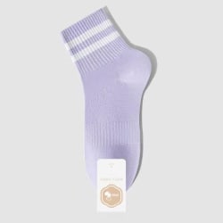 1 par kjemmet bomull Mote soild sokker fargerike stripe sokker Purple