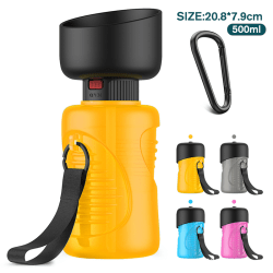 Portable Foldable Leak Proof Dog Travel Water Bottle Yellow 500ml