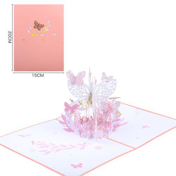 Lila fjärilsfödelsedag popup-kort Butterfly gratulationskort Pink
