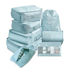 8 stk/sæt Rejsebagage Organizer Opbevaringstasker Kuffertpakning Sky blue