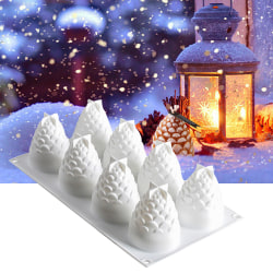 8 Cavity Pine Cone Mould Mould DIY Handgjord white
