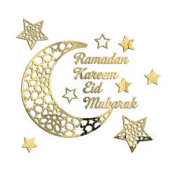 Ramadan Wall Stickers Moon Star Lantern DIY Wall Decal Gold