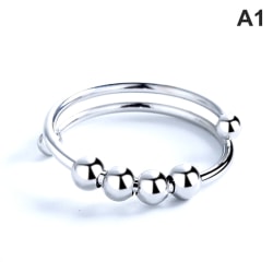 Single Coil Spiral Ring Pärlor Anti Stress Ring Toy For Girl Silver