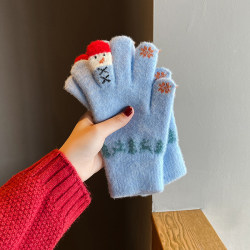 E-handskar för kvinnor Vintertjejer Plysch varma ridhandskar Sky blue