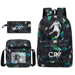 Fotbollsstjärna C Ronaldo Cr7 ryggsäck med printed runt studenten Tredelad ryggsäck.