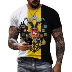 Ryska flaggan Print Kortärmad Casual Sommar T-shirt med rund hals för män